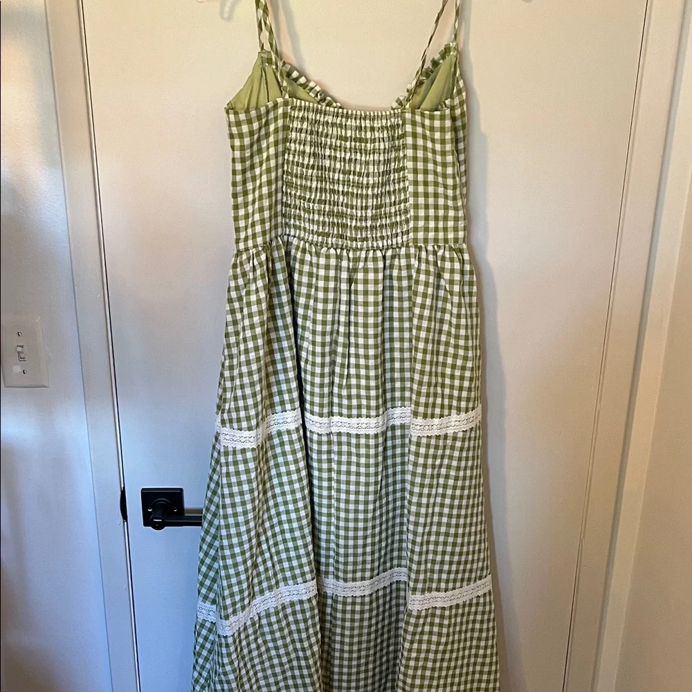 Cider Light Green and White Gingham Midi Dress NWT - Picture 8 of 13
